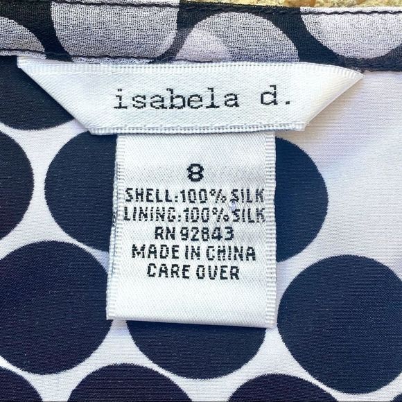 Isabela d. 100% Silk Polka Dot Black and White Lined Skirt Size 8 - Picture 3 of 5